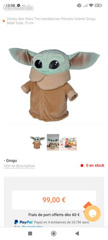 Peluche géante Yoda yoda articulé Collection