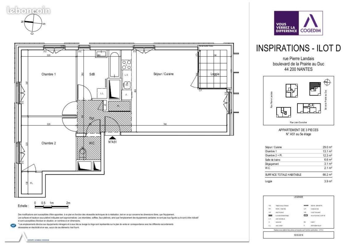Appartement 3 pièces 66 m² · à Nantes · 66 m² · 900 €