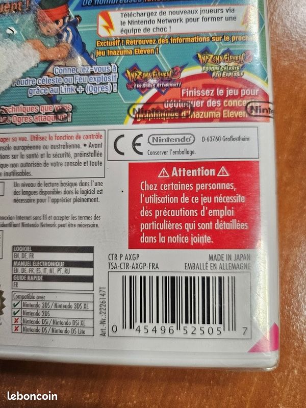Inazuma Eleven Feu Explosif - Jeu Nintendo 3DS, Neuf Version Française