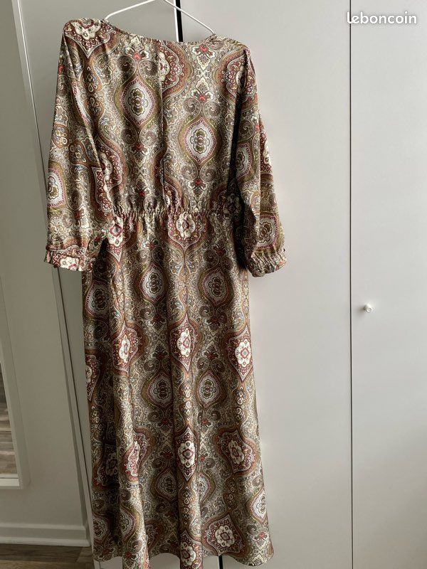 Robe longue femme satinée GEMO marron/beige xl (vd59110) (image 7)