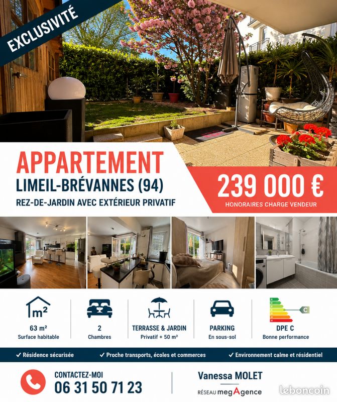 Appartement 3 pièces 63 m² · à Limeil-Brévannes · 63 m² · 239 000 €