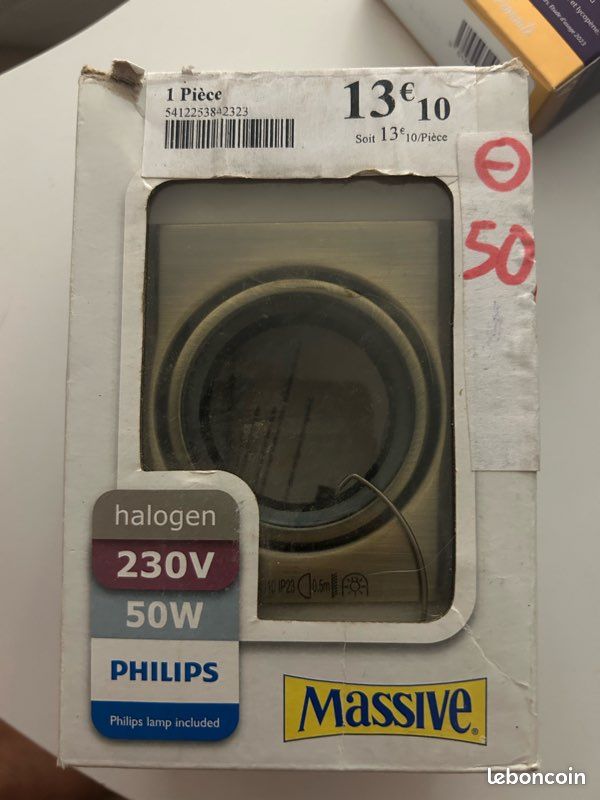 Spot encastrable orientable Massive / Philips GU10 métal brossé – Carré – 230V IP23