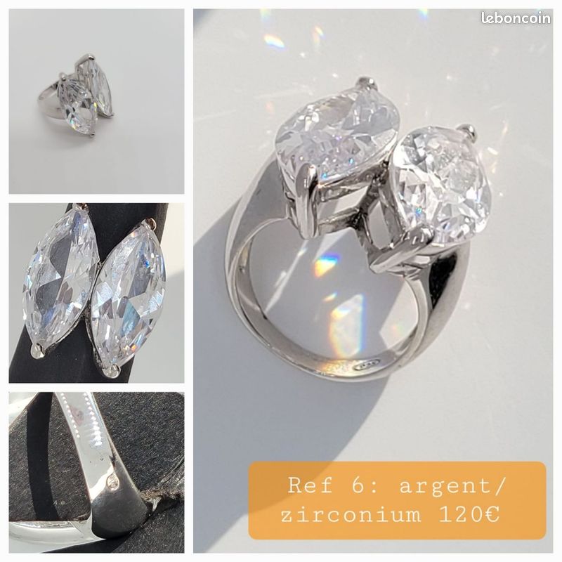 Bague argent pierre Swarovski Ref Taille 53 Montres Bijoux