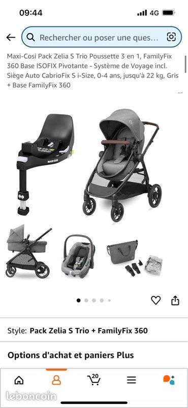 🍼 Poussette Maxi-Cosi Zelia S Trio 3-en-1 Base Isofix FamilyFix