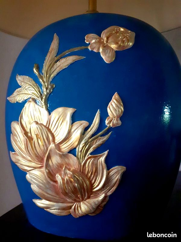 Grande lampe céramique bleue (image 1)