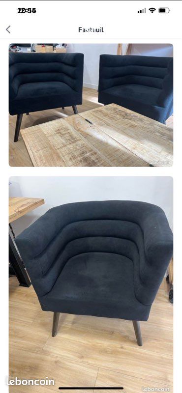 Beau fauteuil velours noir très bon état (image 2)