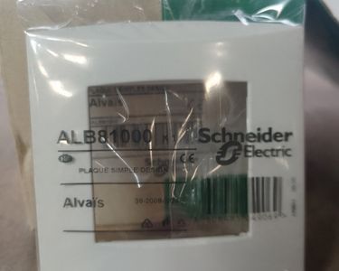 Plaque Double ALVAIS Schneider - Design Blanc Vert - Entraxe 71 Mm - Neuf