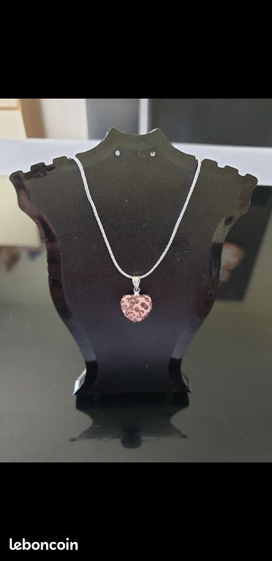 Collier disco coeur rose (image 1)
