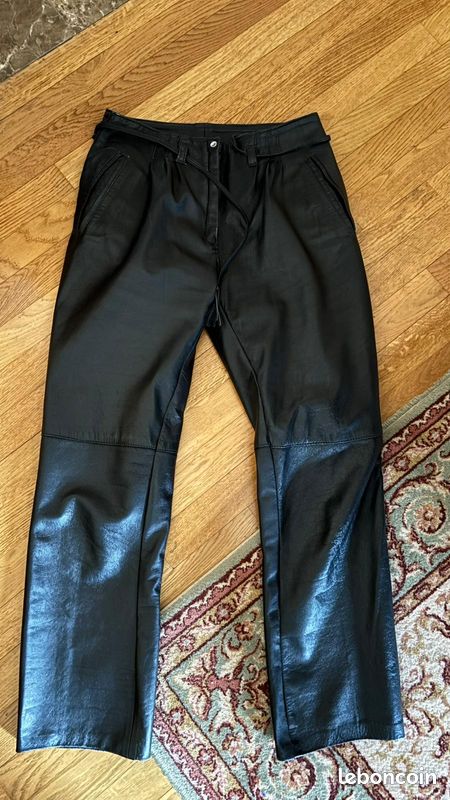 Ensemble veste et pantalon en cuir noir (image 3)