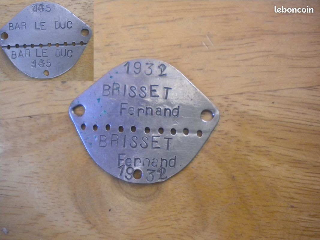 Ancienne Plaque D'identification Militaire – Pierre Met, Matricule 1926, Blois
