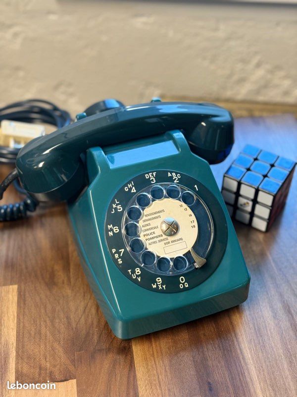 Téléphone Vintage Socotel S63 Couleur Bleu Canard - Fabriqué En France