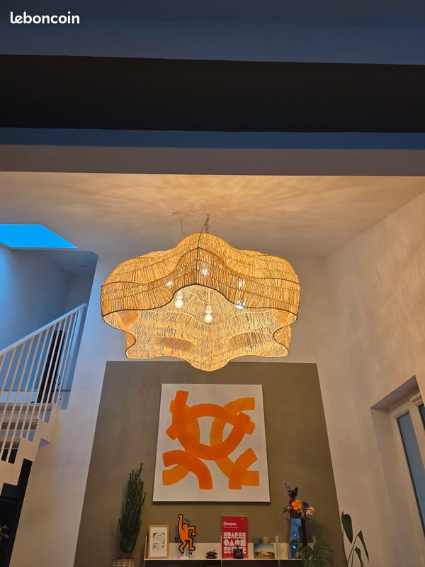 Suspension fleur raphia xxl 130 cm (image 1)