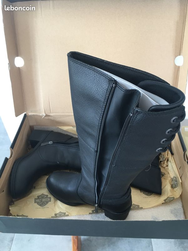 Bottes Moto Femme Cuir épais Noir Pointure 37 - Neuves Sans Emballage