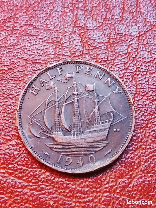 Monnaie anglaise de Half penny de Georges VI de 1940 (image 1)