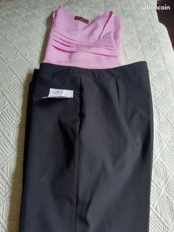 Pantalon taille 46/48 noir femme pas cher et bustier offert (image 1)