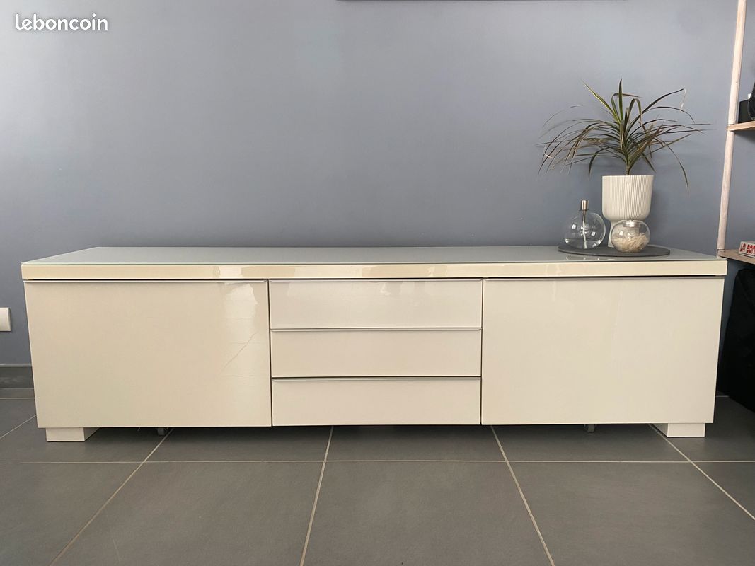 Banc TV BESTÅ BURS, brillant blanc, 180x41x49 cm (image 1)