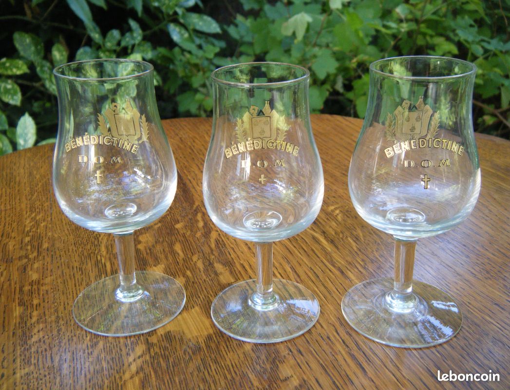 ANCIEN SERVICE A Liqueur Annees 50, 60', Verre Givré, Filets Dorés