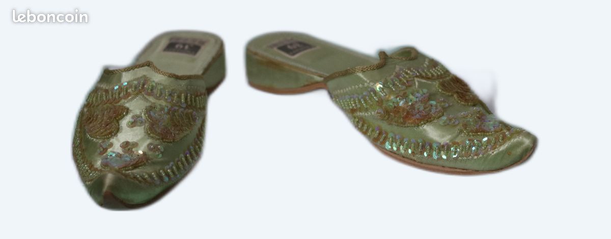 Superbes babouches femme vertes NEUVES T. 39 (image 2)