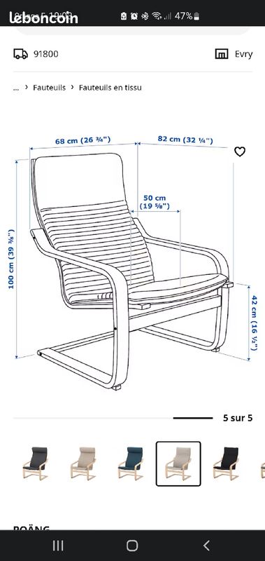 Fauteuil IKEA avec repose pieds (image 4)