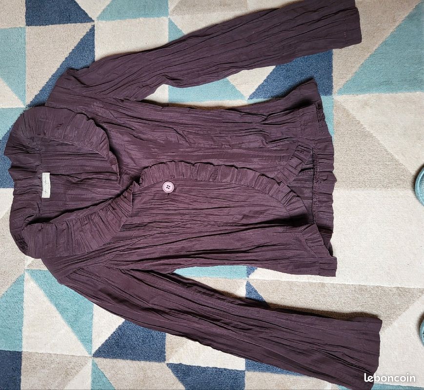 Veste -chemise marron en polyester froissé avec épaulettes (image 2)