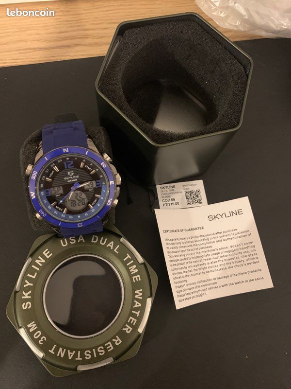 Montre skyline dual time rubbe (image 2)