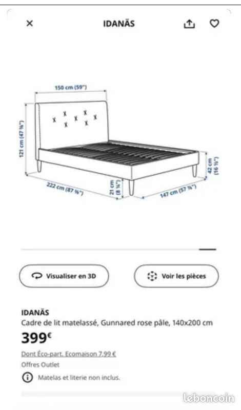 Lit IDANAS IKEA 160 (image 2)