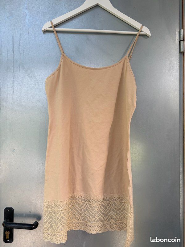 Robe chemise de nuit dentelle écru / beige 38 (image 1)
