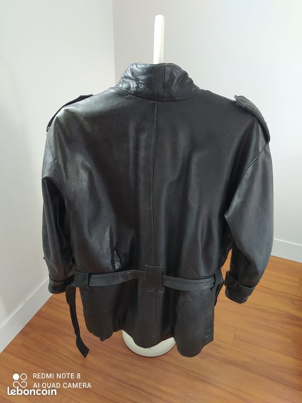 Veste Homme en cuir noir Vintage années 80 (image 4)