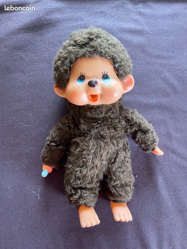 Ancienne Peluche Singe Kiki Grand pére avec sa pipe AJENA