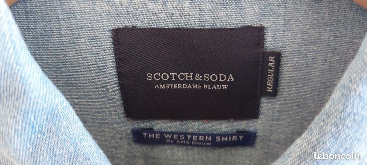 Chemise Homme Scotch & Soda Amsterdam - Coton épais écossais Bleu - Taille L/42