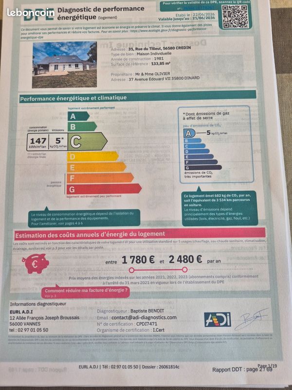 Maison 8 pièces 134 m² · à Crédin · 133,9 m² · 215 000 €