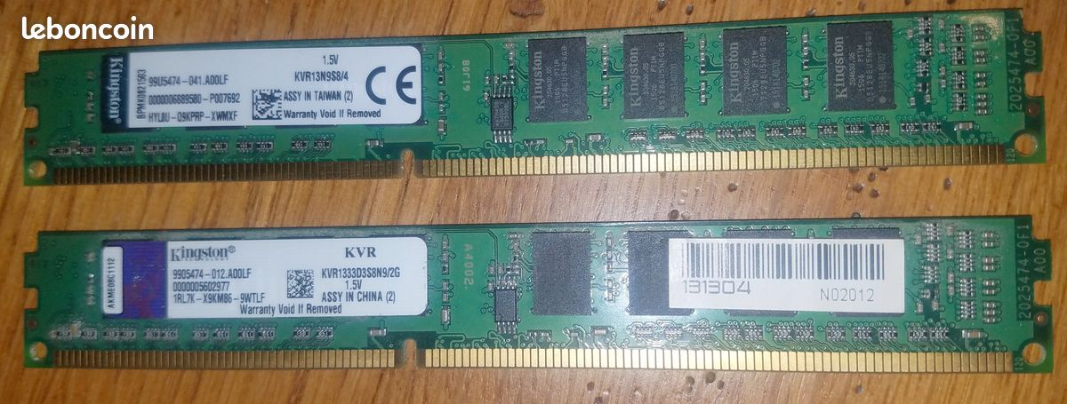 1 barrette RAM Kingston de 2 Go DDR3 PC-103-10600 1333 MHz (image 1)