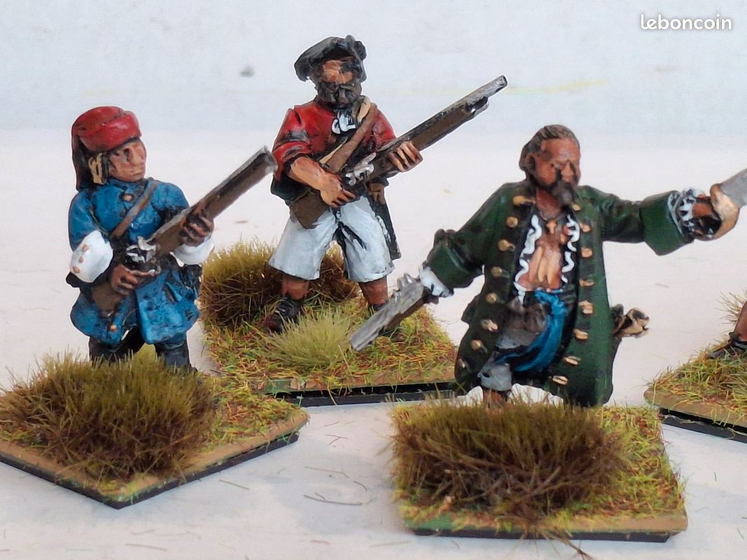 6 Figurines métal 28mm peintes : pirates (301) (image 1)