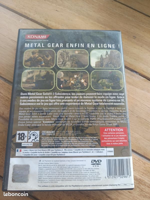 Metal Gear Solid 3 Subsistence - Big Box - PS2 - Bon état - PAL