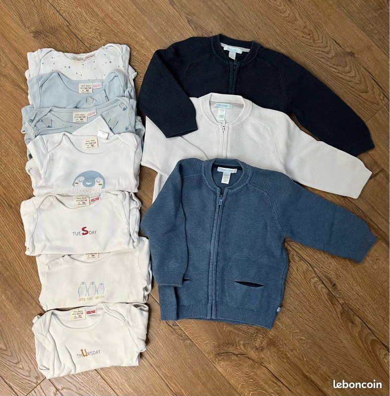 Lot 3 gilets et body Zara 12 mois (image 1)