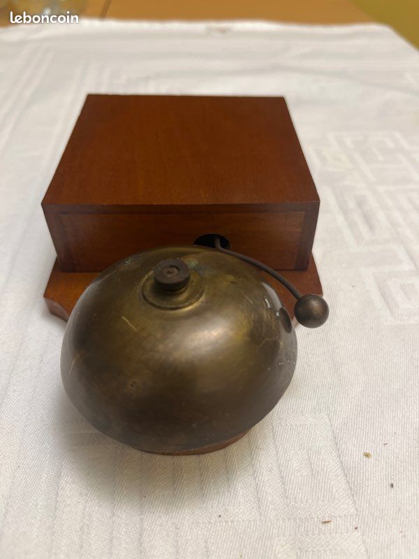 Ancien Encrier Empire Bronze Doré Plume Sonnette Voyage Rare