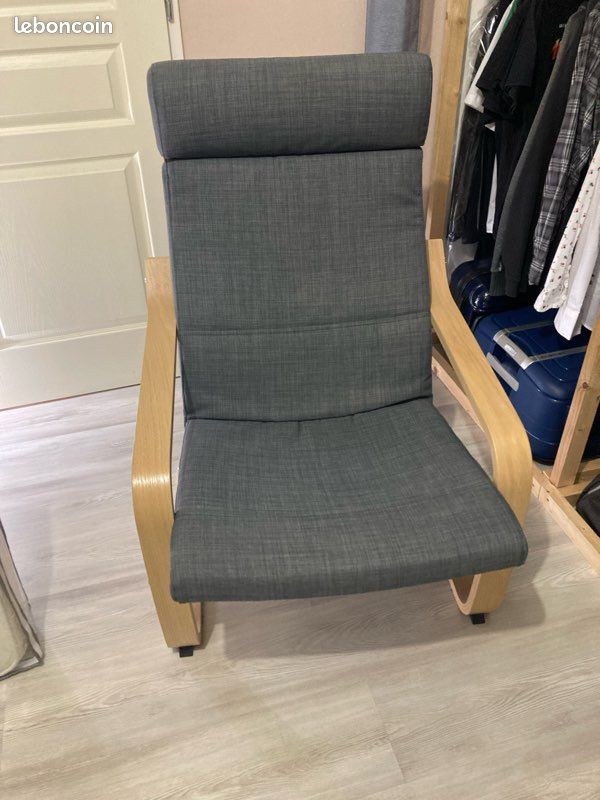 Lot 3 Fauteuils Poang IKEA Noir - Tissu - Très Bon État