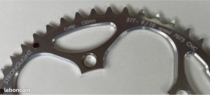 Plateau Vélo Route Course Couronne De Pédalier Stronglight 51 Dents - 130mm - Compatible 9/10 Vitesses - Aluminium 7075 Compatible 9 10 Vitesses