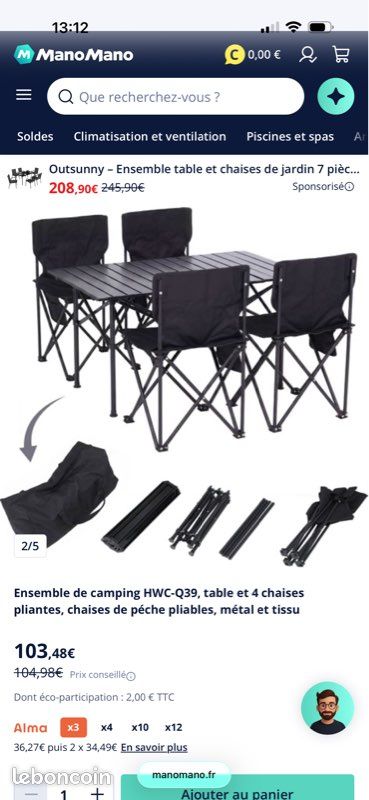 Table et chaise pêcheur (image 1)