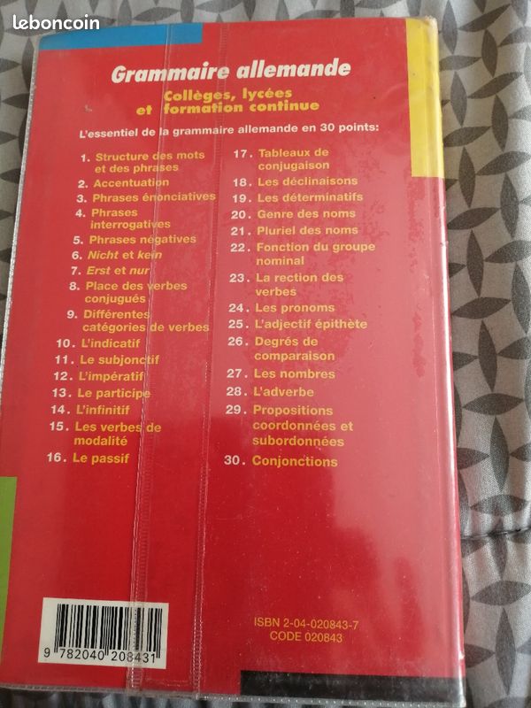 Livre scolaire GRAMMAIRE ALLEMANDE (image 1)
