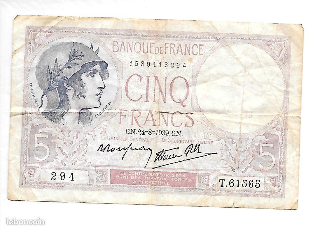 Billet 5 francs (image 1)