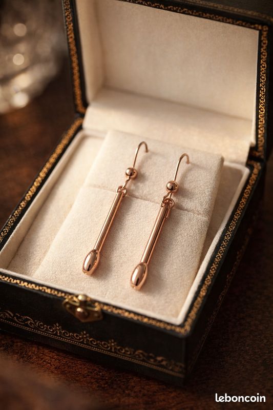 Boucles D'oreilles Pendantes Vintage Or - Perles Blanches, Sans Marque, état Impeccable