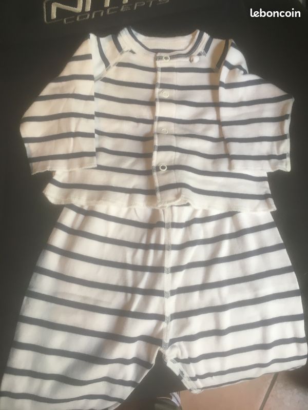 Ensemble marin Petit Bateau NEUF 3 mois coton bio (image 2)