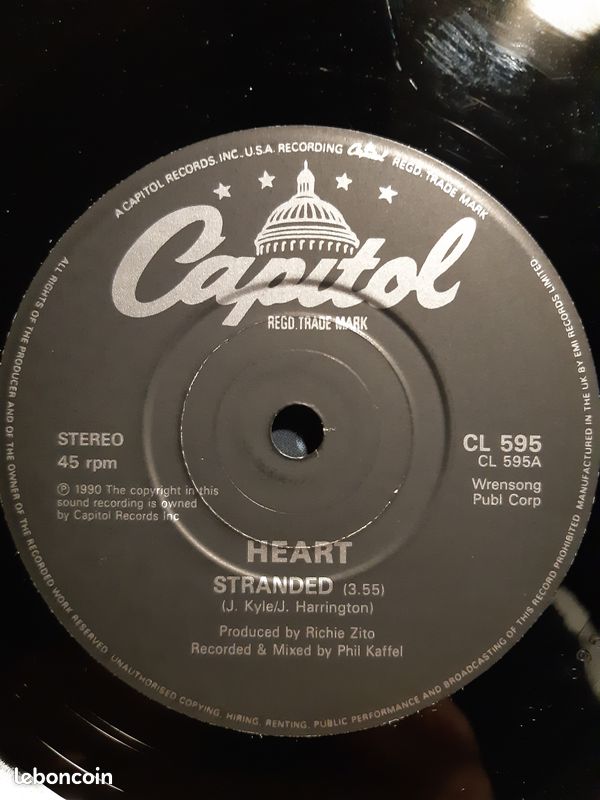 VINYLE 45T HEART Stranded - CL 595 - UK - 1990 - (image 9)