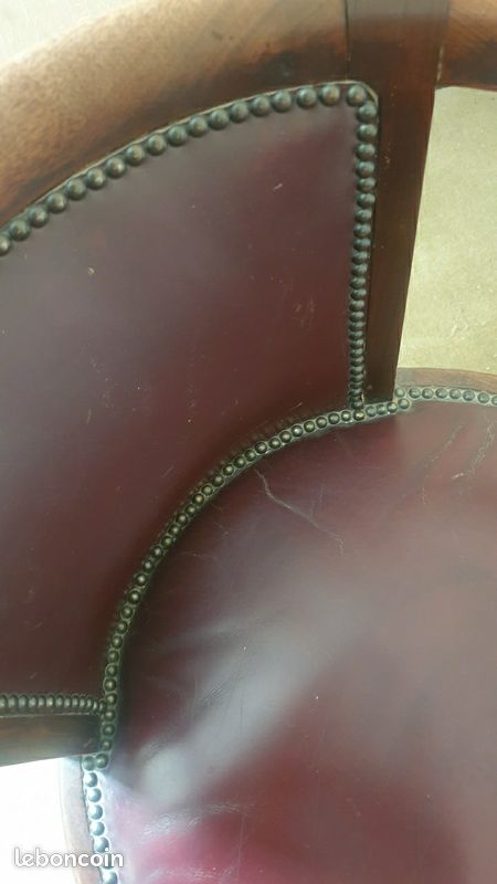 Fauteuil de bureau empire cuir et bois (image 4)