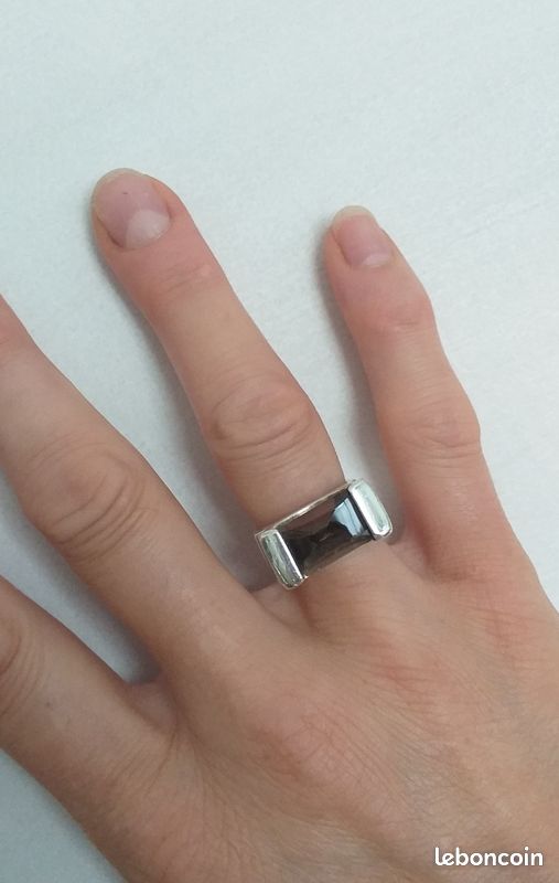 Bague Carrée En Argent Massif 925 - Taille 55/56, Poids 23g, Neuve Sans Emballage