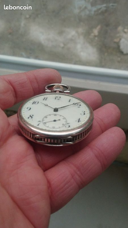 Rare Montre Gousset En Argent Massif Avec Ciselure - Cadran émaillé - Mécanique Manuelle - Occasion TBE