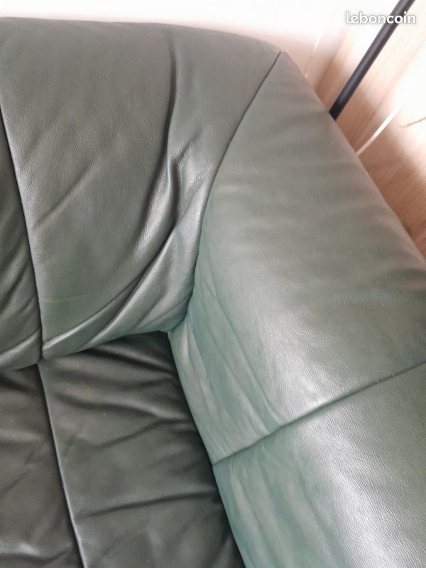 Superbe canapé cuir vert foncé (image 6)