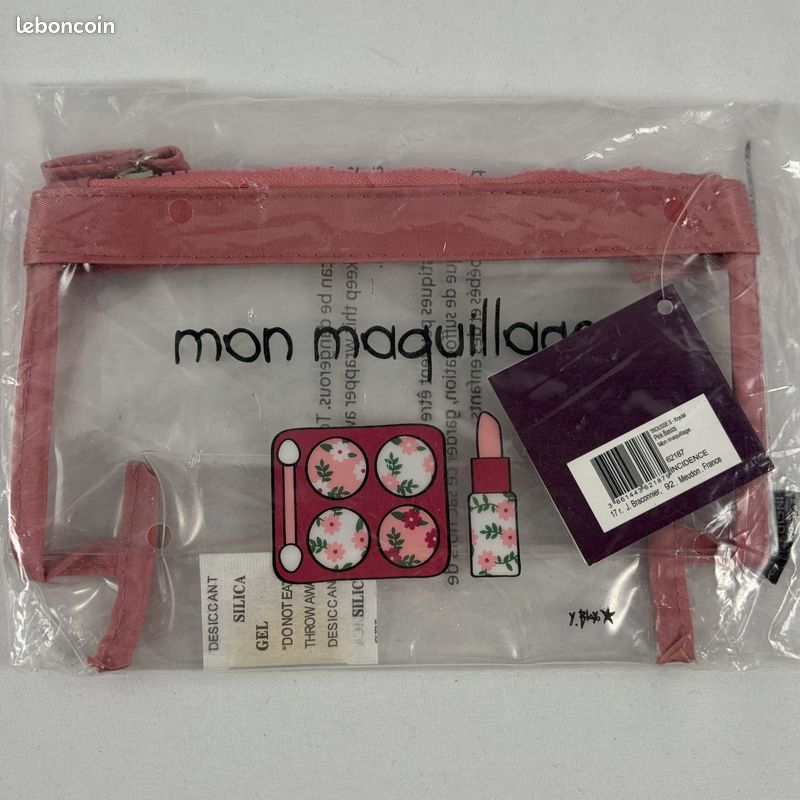 Trousse à maquillage Mon maquillage Transparent et rose Zip 19x6xH13cm Incidence Paris NEUF (image 2)