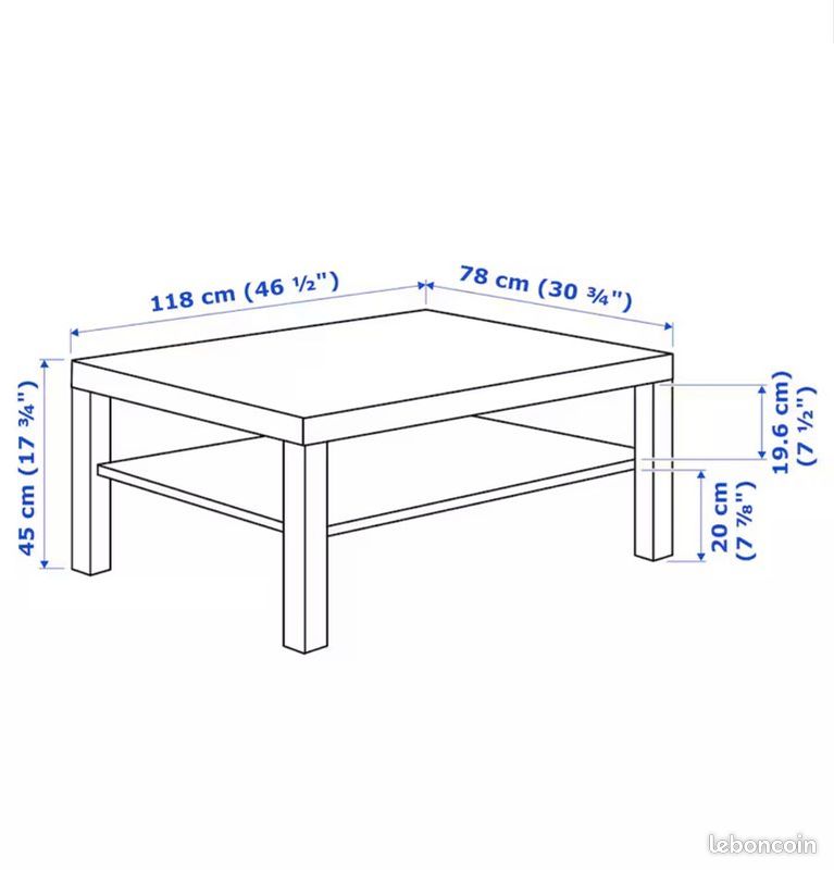 Table basse blanche IKEA 118x78 cm (image 2)